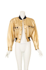 Cropped Leather Star Bomber by Escada on mannequin open @ Recess LA
