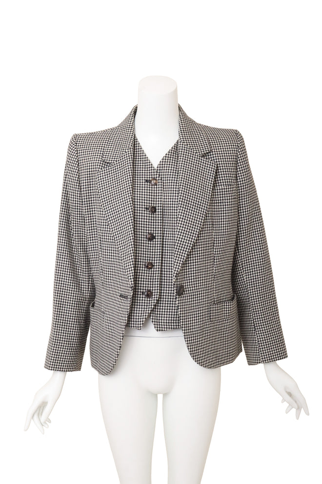 Vintage Yves Saint Laurent Rive Gauche Houndstooth Wool Blazer and Vest open @ Recess LA 
