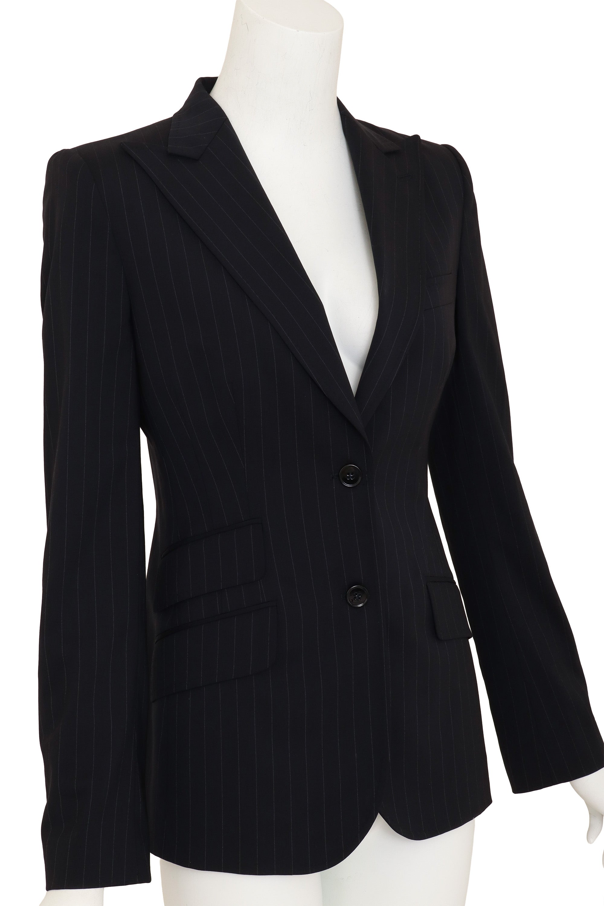Peak Lapel Pinstripe Blazer by Dolce & Gabbana on mannequin close @ Recess LA