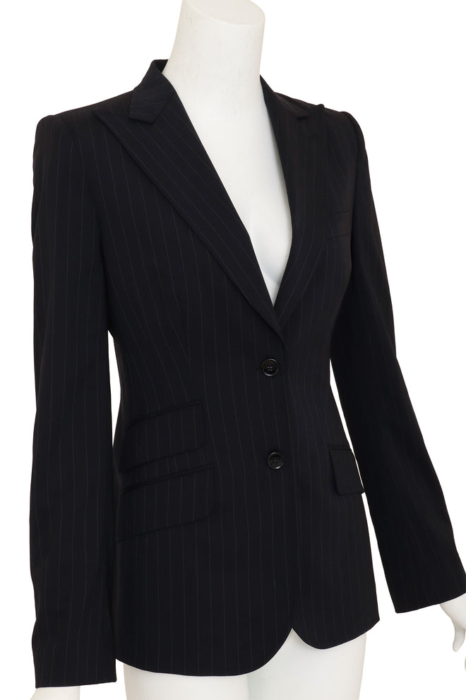 Peak Lapel Pinstripe Blazer by Dolce & Gabbana on mannequin close @ Recess LA