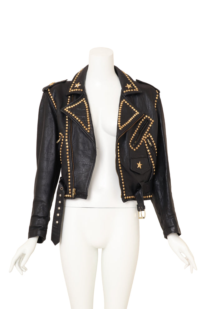 Vintage Caché Eagle Studded Moto Jacket III on mannequin open @ Recess LA