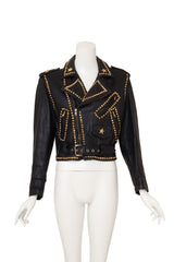 Vintage Caché Eagle Studded Moto Jacket III on mannequin @ Recess LA