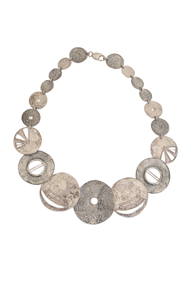 Vintage Sterling Textured Disc Necklace @ Recess LA