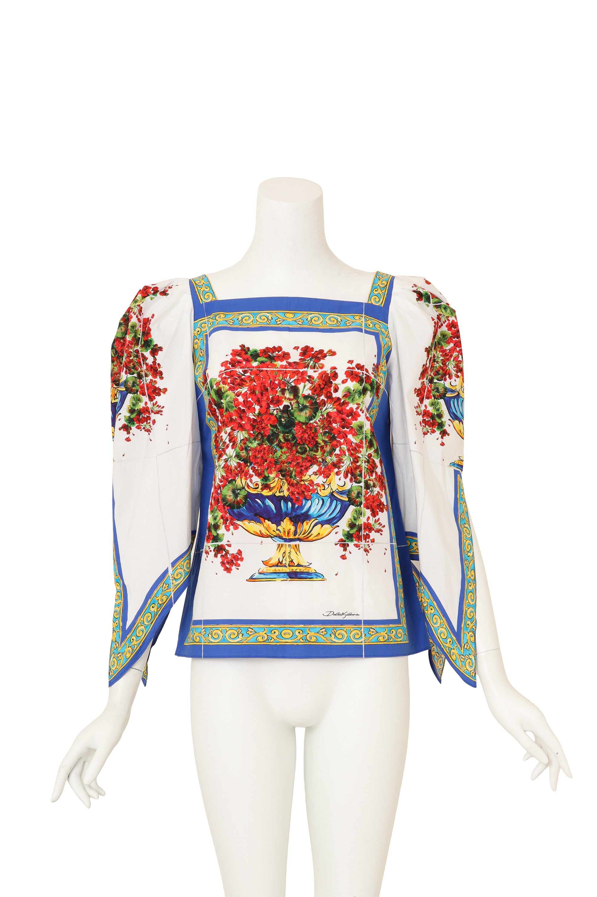 Majolica Vase Cotton Blouse by Dolce & Gabbana on mannequin @ Recess LA