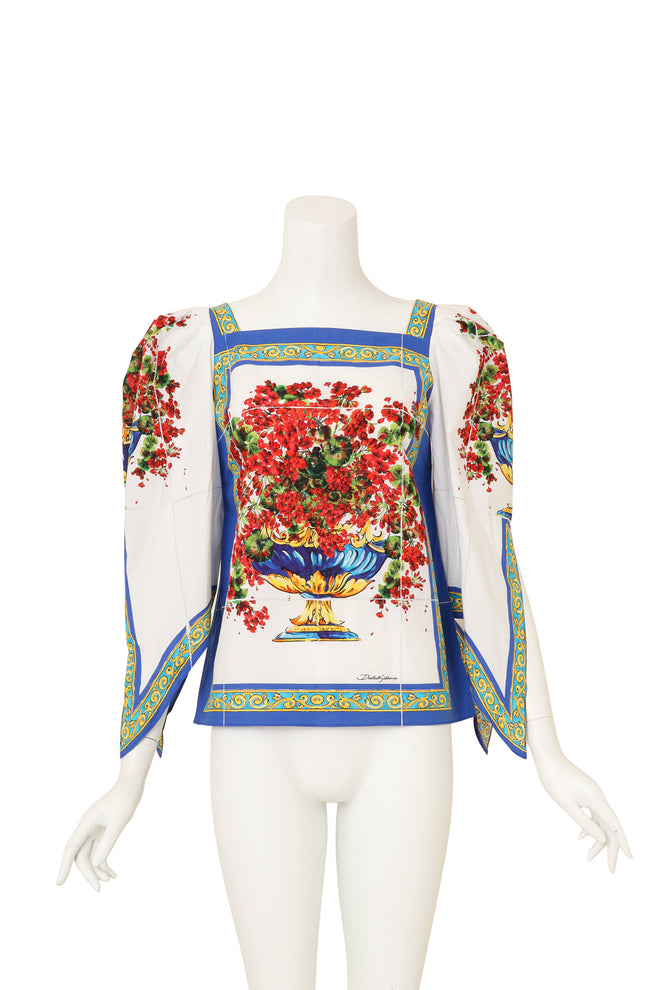 Majolica Vase Cotton Blouse by Dolce & Gabbana on mannequin @ Recess LA