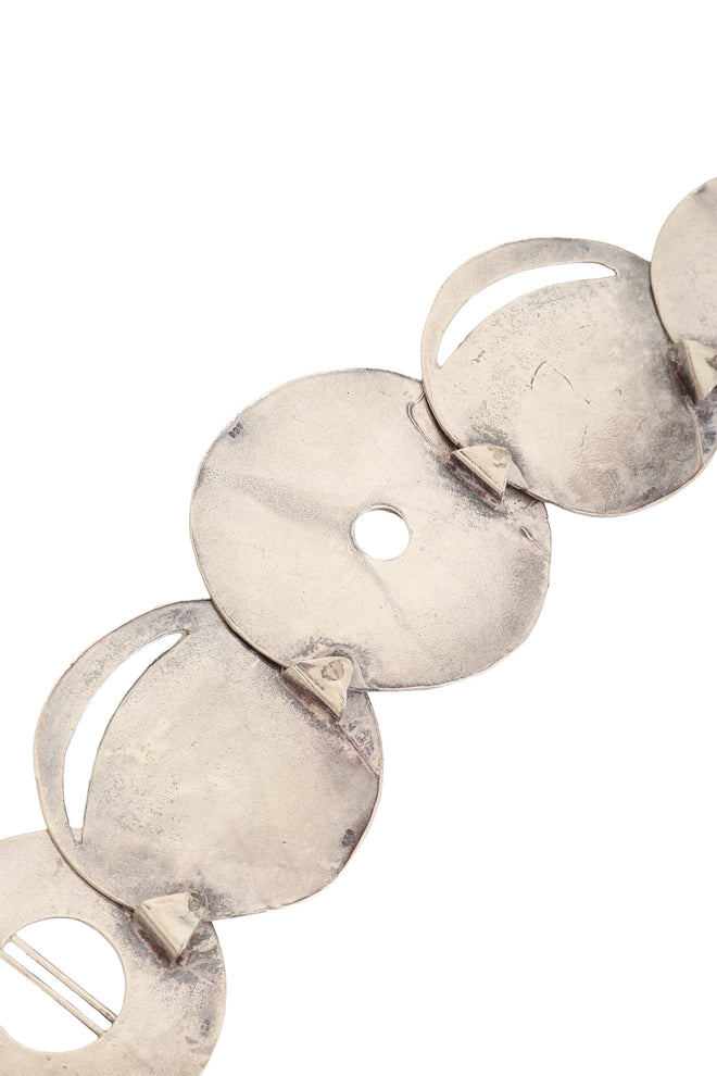 Vintage Sterling Textured Disc Necklace back tarnish @ Recess LA