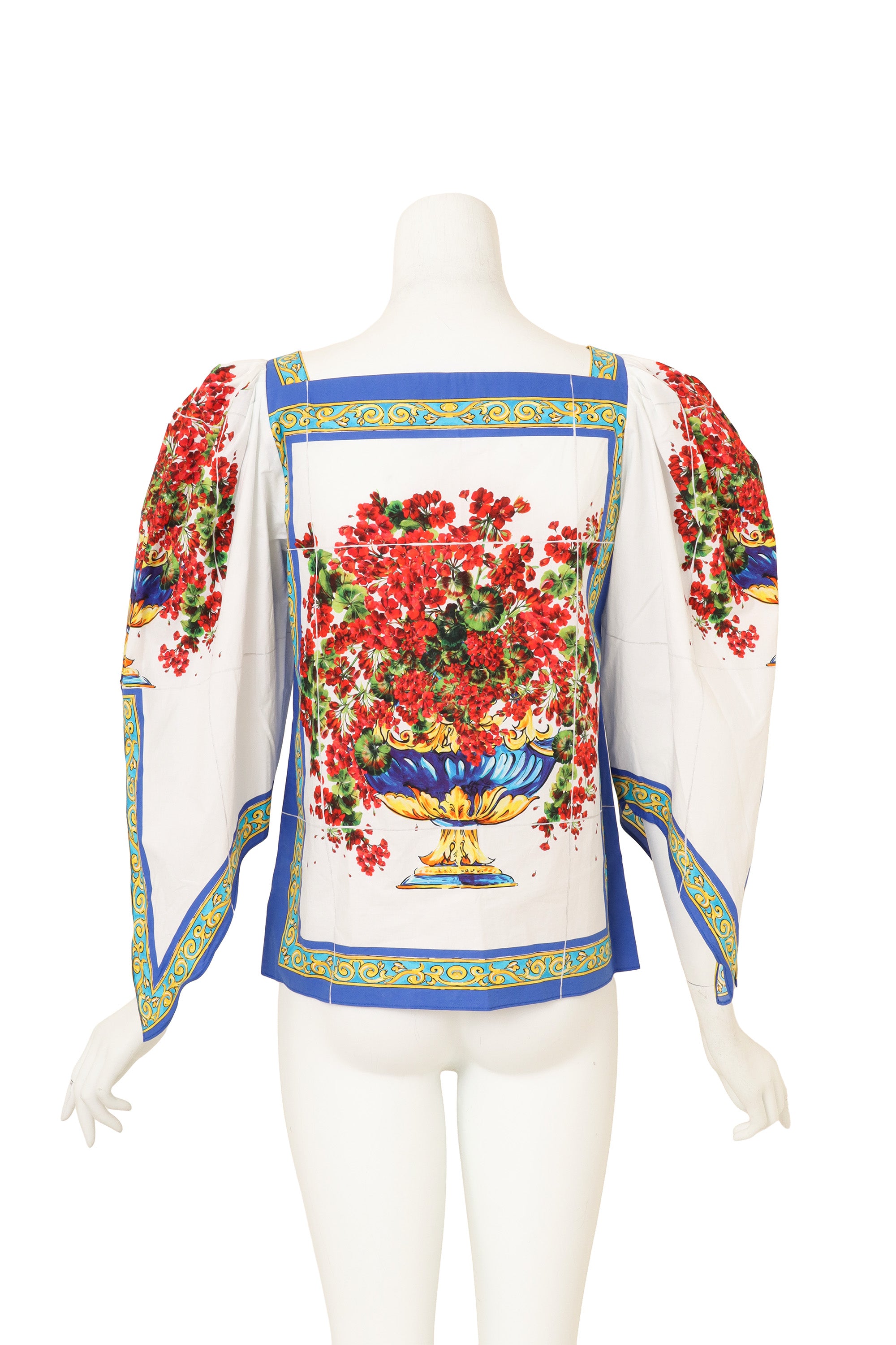 Majolica Vase Cotton Blouse by Dolce & Gabbana on mannequin back @ Recess LA
