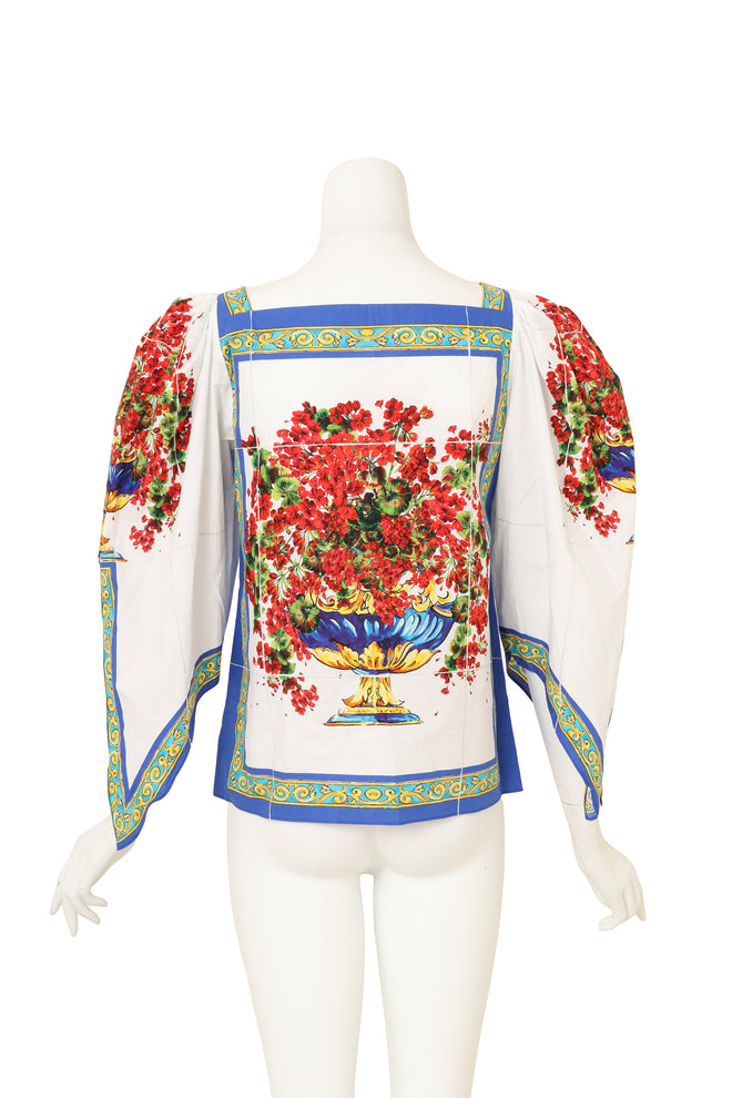 Majolica Vase Cotton Blouse by Dolce & Gabbana on mannequin back @ Recess LA