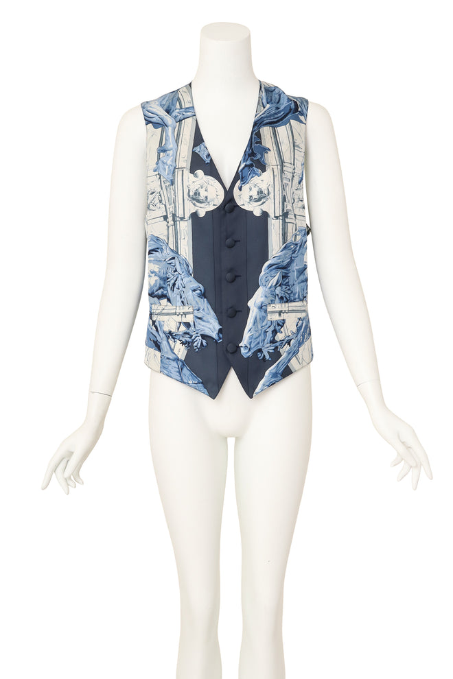 fountain & equestrian statue motif vest by Hérmes on mannequin @ Recess LA
