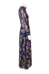Floral Lamé Hostess Dress on mannequin side @ Recess LA