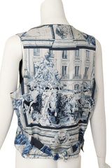 fountain & equestrian statue motif vest by Hérmes on mannequin back close @ Recess LA