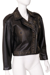 studded leather motorcycle jacket by Begedor on mannequin closed close @ Recess LA