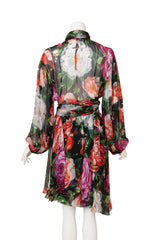 Dolce & Gabbana Blouson Floral Silk Dress on mannequin back @ Recess LA