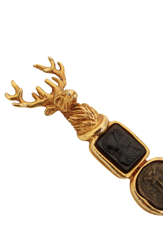Stag Intaglio Brooch by Lazaro head close @ Recess LA
