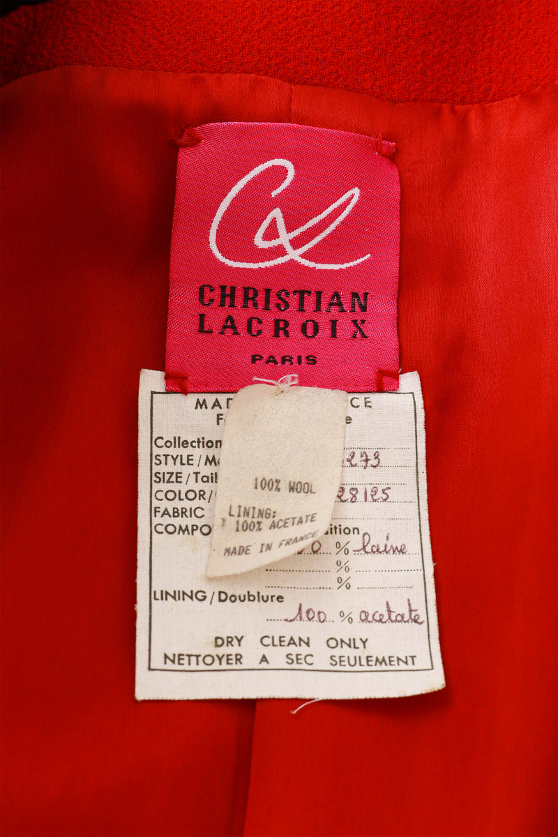 Cropped Wool Jacket by Christian Lacroix label @ Recess LA