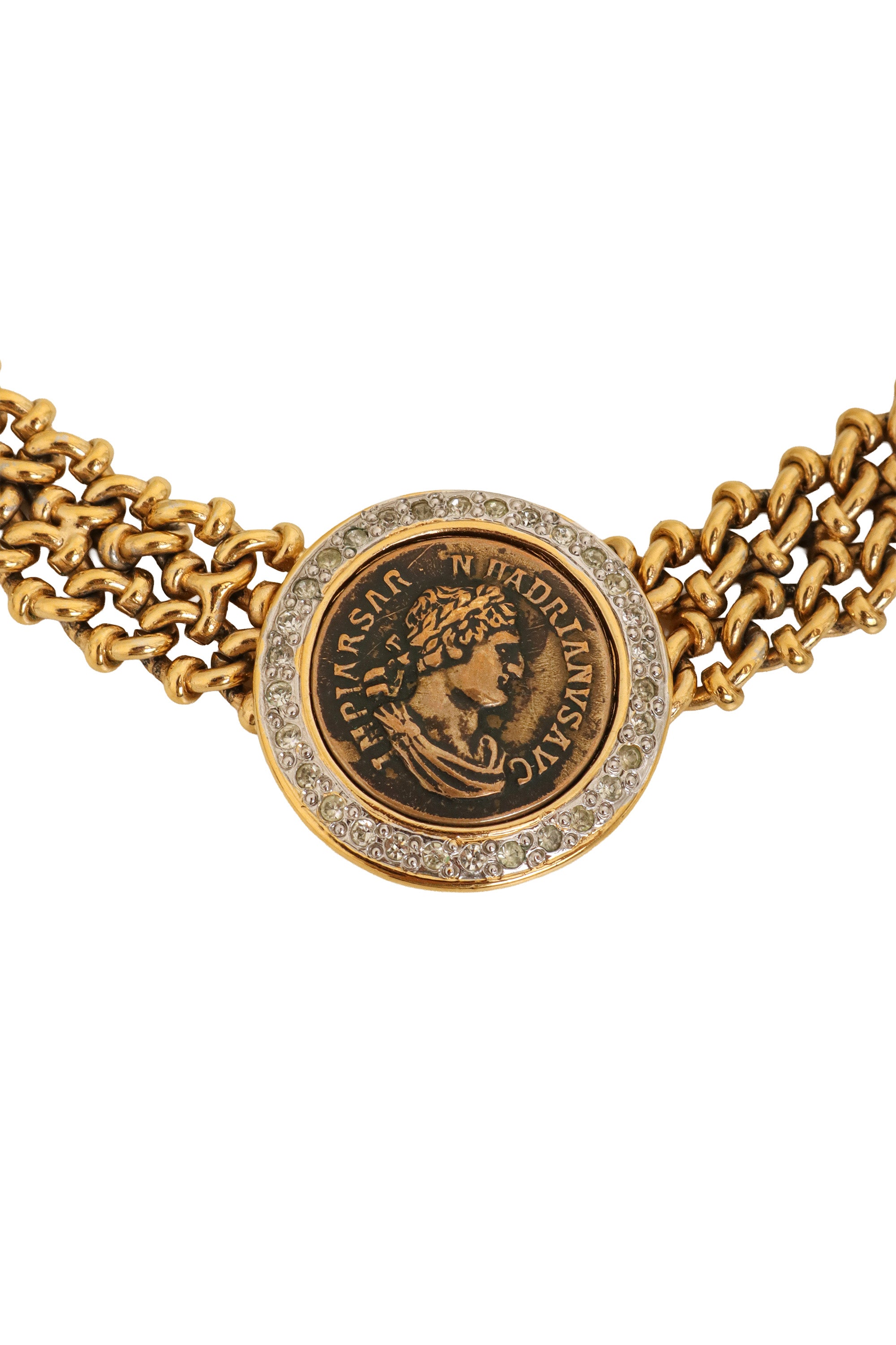 Pavé Coin Collar Necklace by Vogue Bijoux coin close @ Recess LA