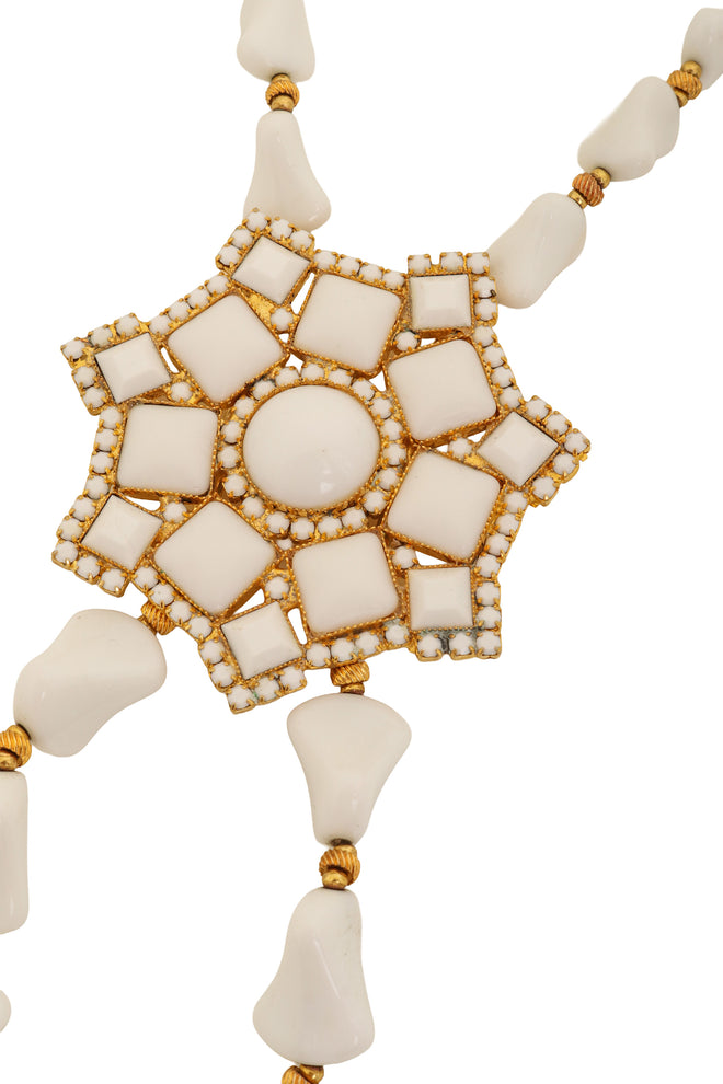 Enamel Mosaic Pendant Necklace by William De Lillo slight tarnish @ Recess LA