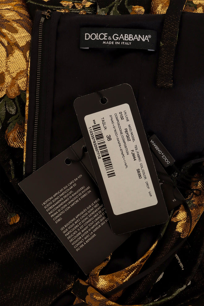 Metallic Floral Button Dress by Dolce & Gabbana label and tags @ Recess LA