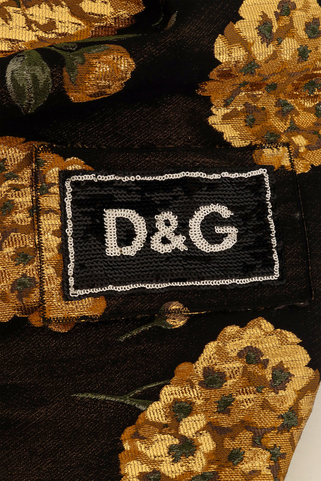 Metallic Floral Button Dress by Dolce & Gabbana sequin logo patch @ Recess LA