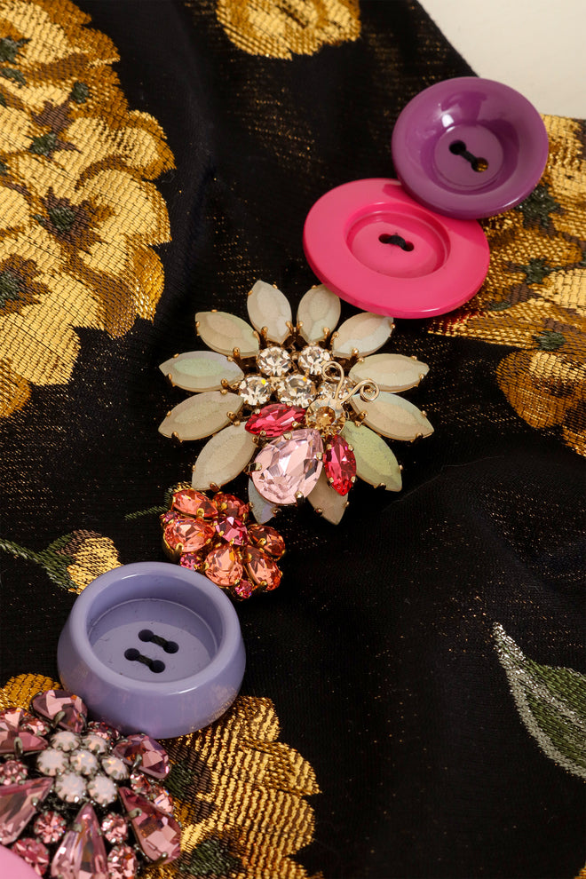 Metallic Floral Button Dress by Dolce & Gabbana buttons close @ Recess LA