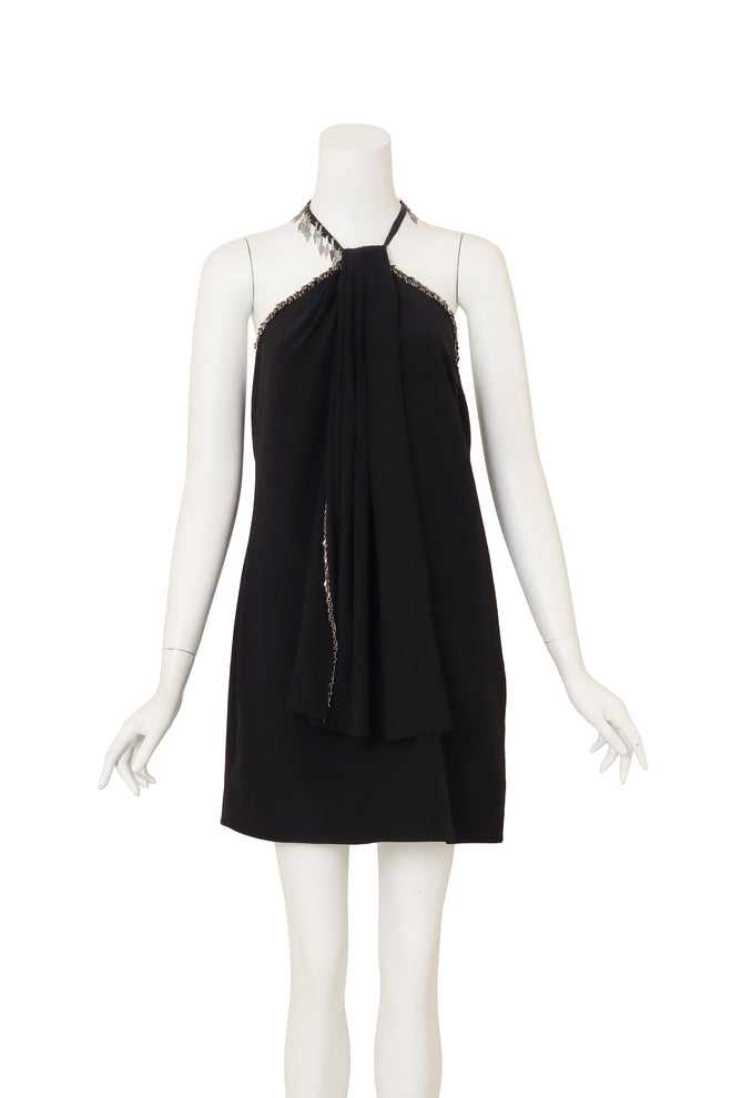 Chain Fringe Halter Dress by Yves Saint Laurent on mannequin ties in back @ Recess LA