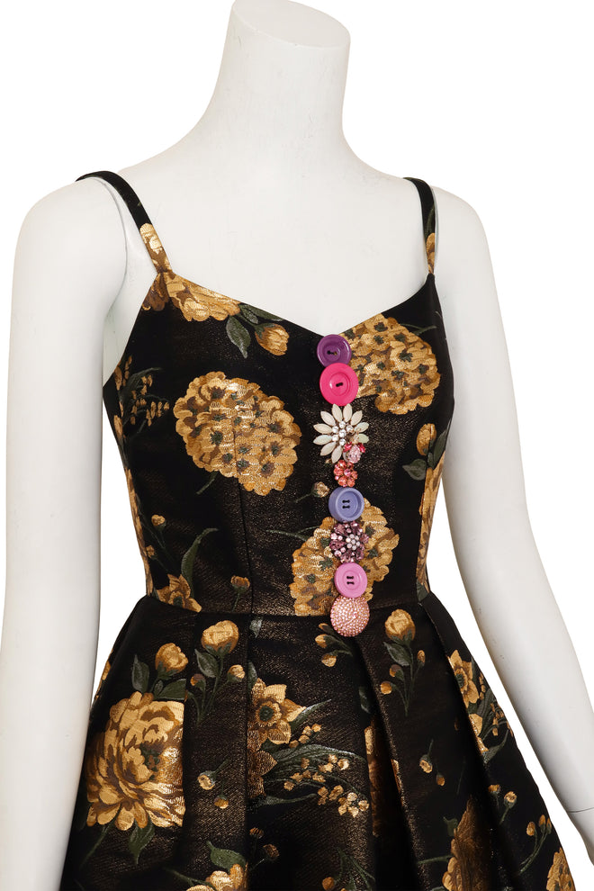 Metallic Floral Button Dress by Dolce & Gabbana on mannequin close @ Recess LA