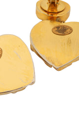 Vintage Christian Lacroix Sculpted Crystal Pearl Heart Earrings wear @ Recess LA