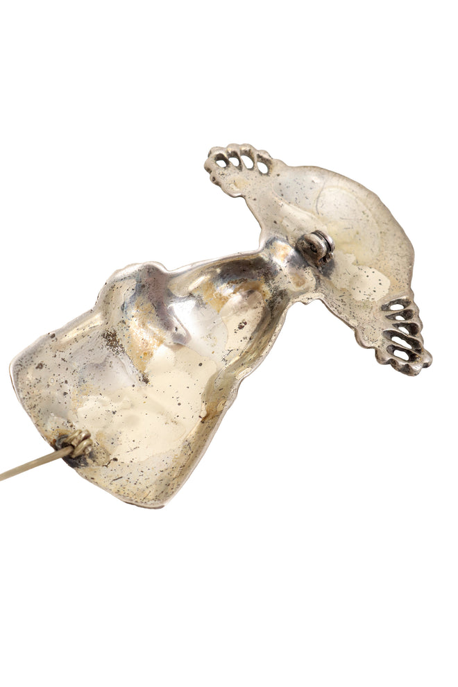 Vintage Russian Cossak Brooch back tarnish close @ Recess LA