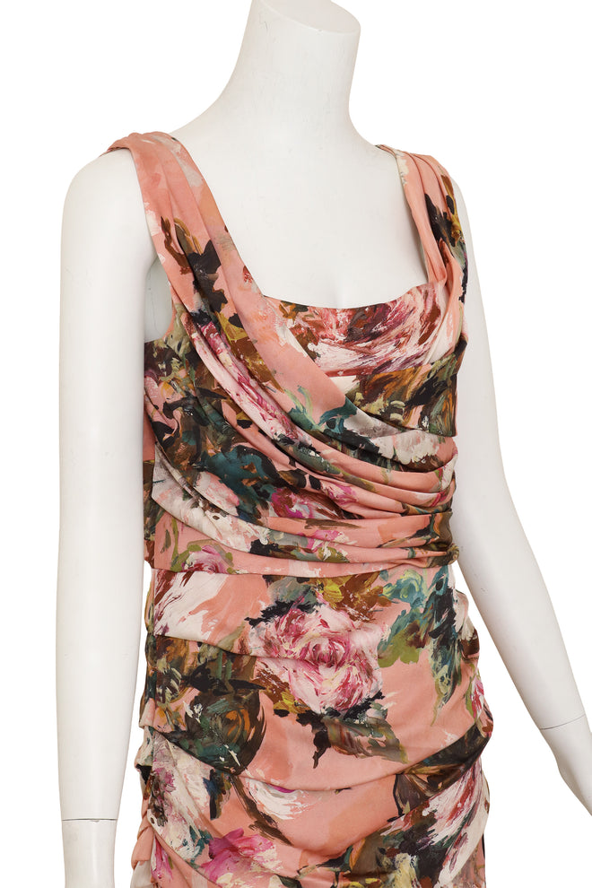 Floral Ruche Draped Gown by Dolce & Gabbana on mannequin close @ Recess LA