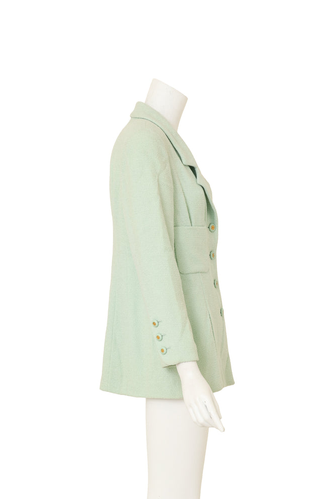 Pleated Bouclé CC Blazer by Chanel on mannequin side @ Recess LA