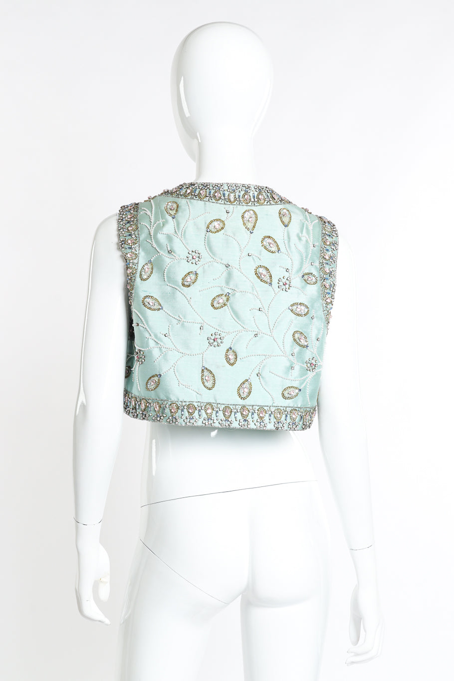 Vintage Dynasty Floral Beaded Vest Top back on mannequin @recess la