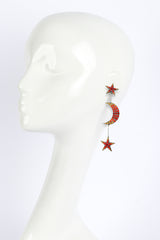 Crystal Star & Moon Drop Earrings by Jean Paul Gaultier on mannequin @recessla