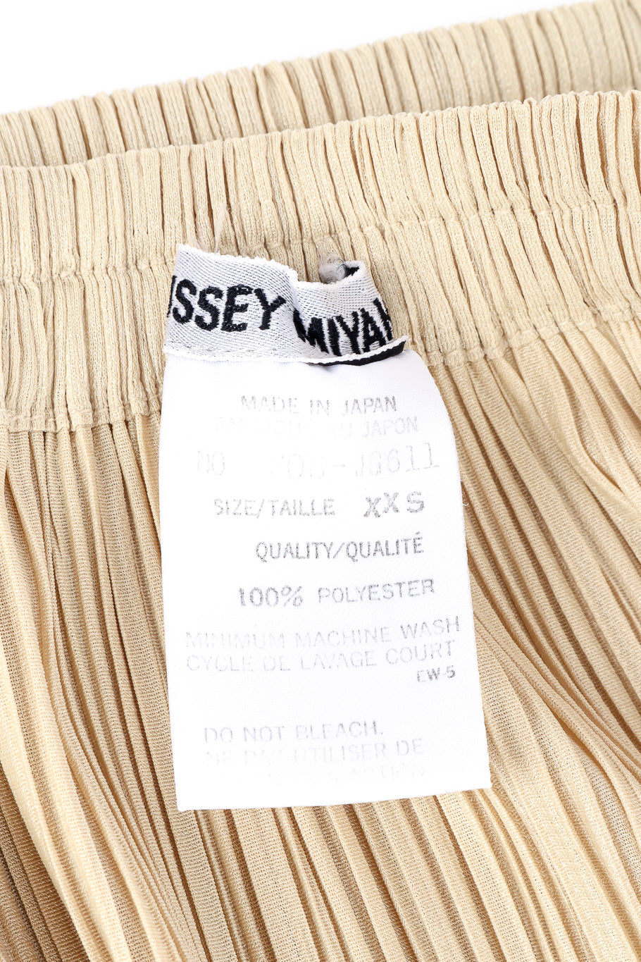 Pleats Please Issey Miyake Pleated Two Piece Set skirt label closeup @Recessla