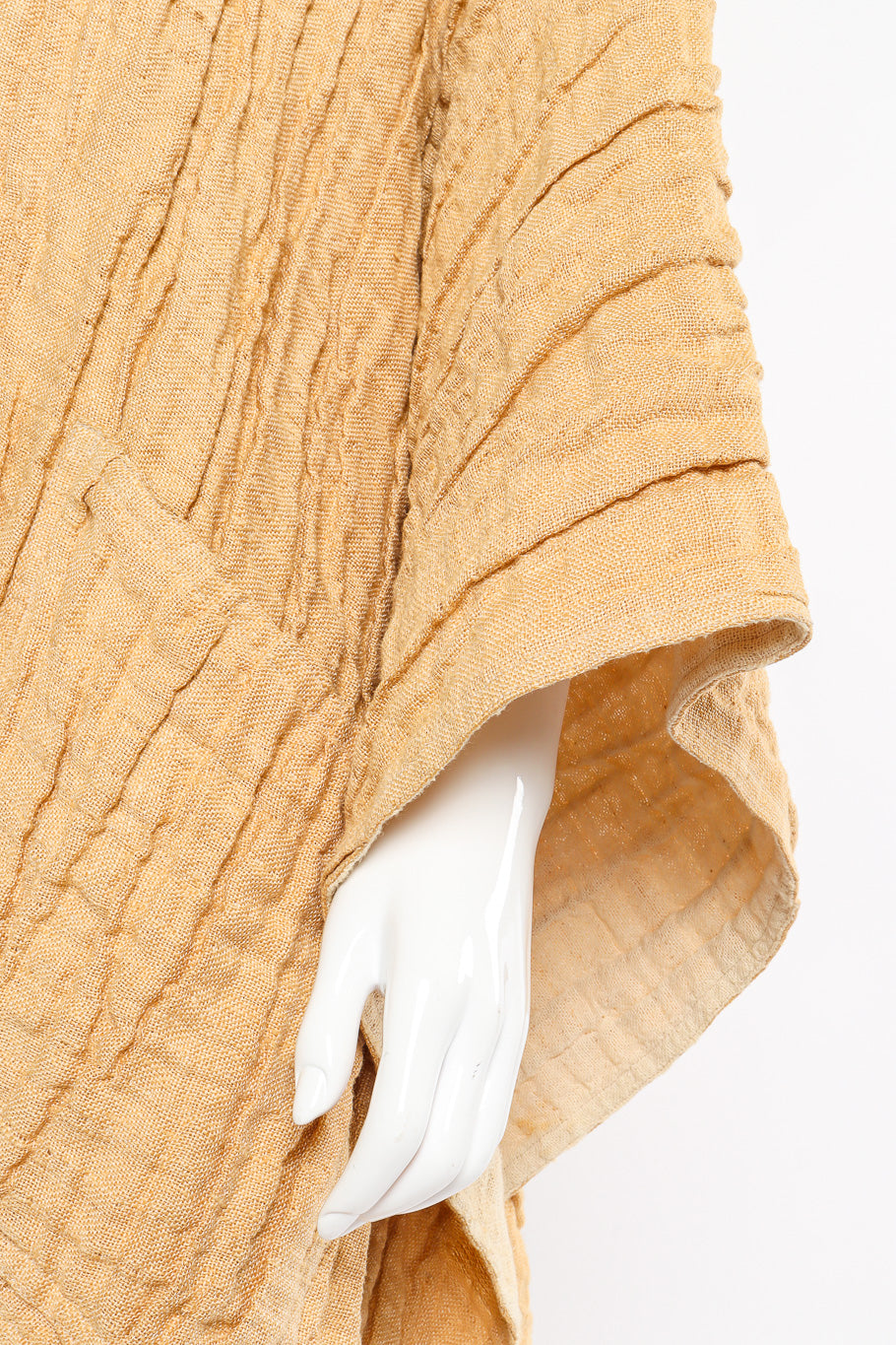 Issey Miyake Flax Linen Pleated Kimono view of sleeve opening on mannequin closeup  @Recessla