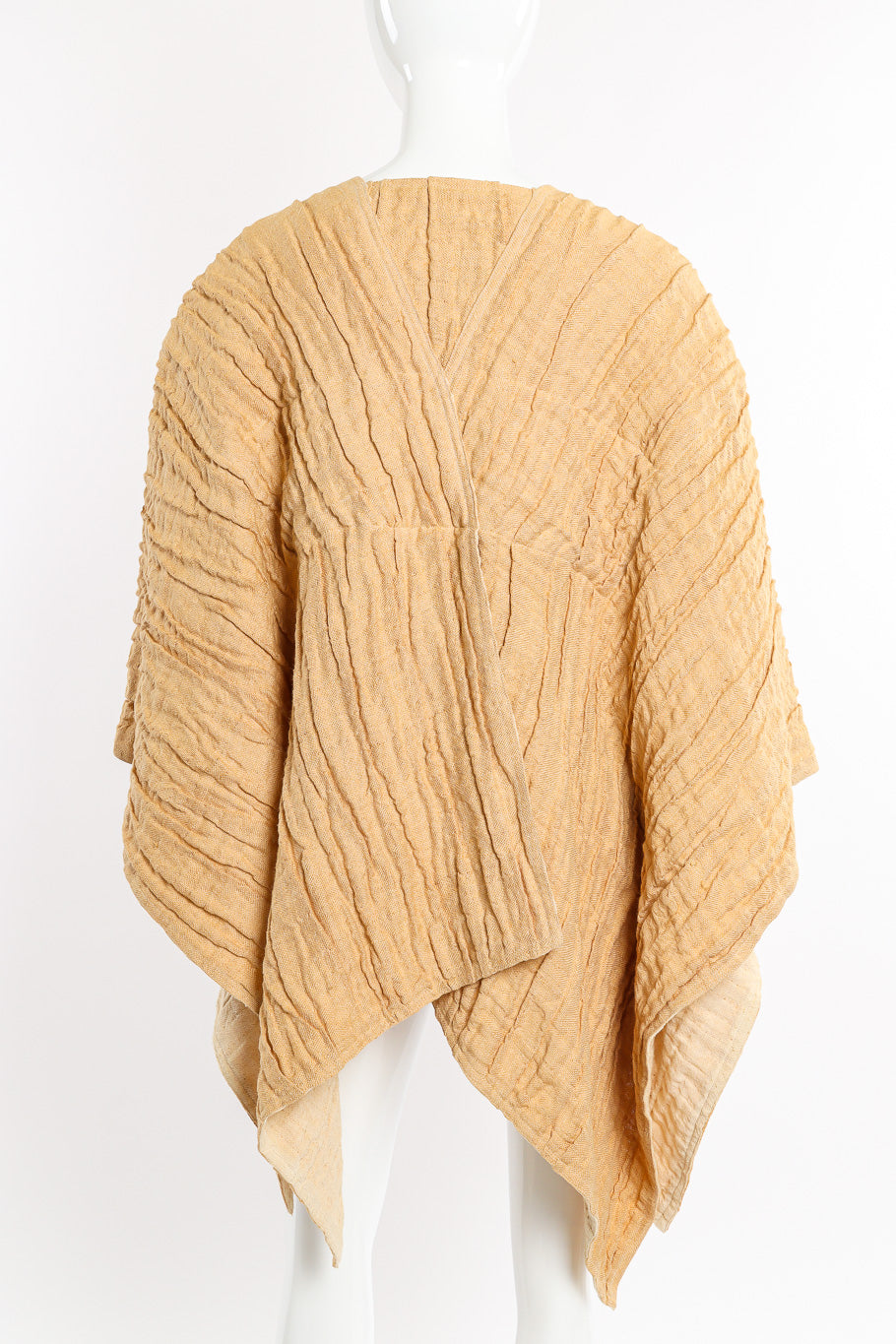 Issey Miyake Flax Linen Pleated Kimono back view on mannequin @Recessla
