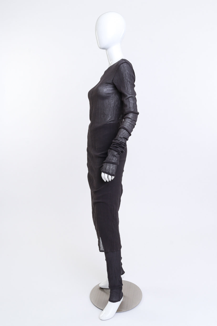 Issey Miyake Woven Mesh Dress & Pant Set side on mannequin @recess la