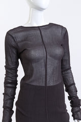 Issey Miyake Woven Mesh Dress & Pant Set front on mannequin dress closeup @recess la