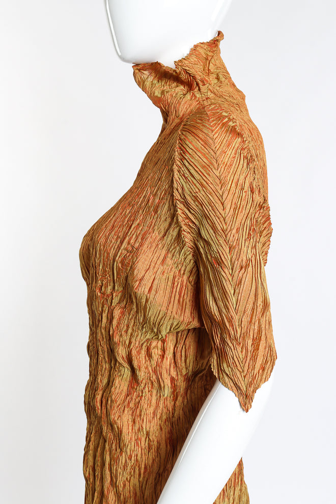 Vintage Issey Miyake Crinkle Turtleneck side on mannequin closeup @recess la