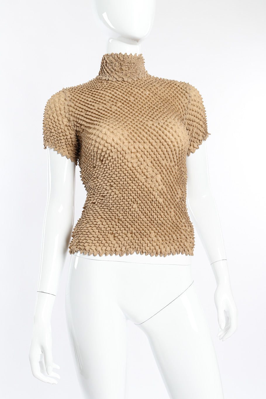 Issey Miyake Spiked Pleat Top front view on mannequin at @Recessla