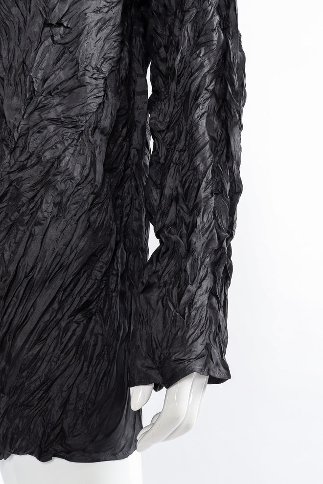 Issey Miyake Crinkle Pleat Turtleneck sleeve view on mannequin closeup @Recessla