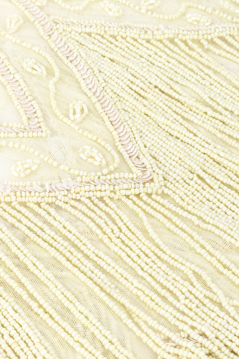 Pearl White Bead & Sequin Flapper Dress details @RECESS LA