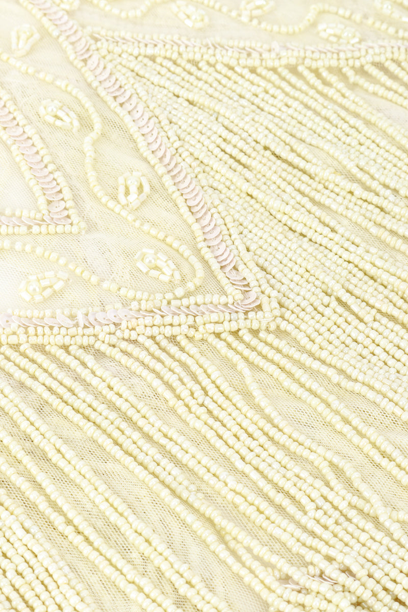 Vintage Pearl White Beaded Fringe Flapper Dress Recess Vintage Pearl White Beaded Fringe Flapper Dress Recess