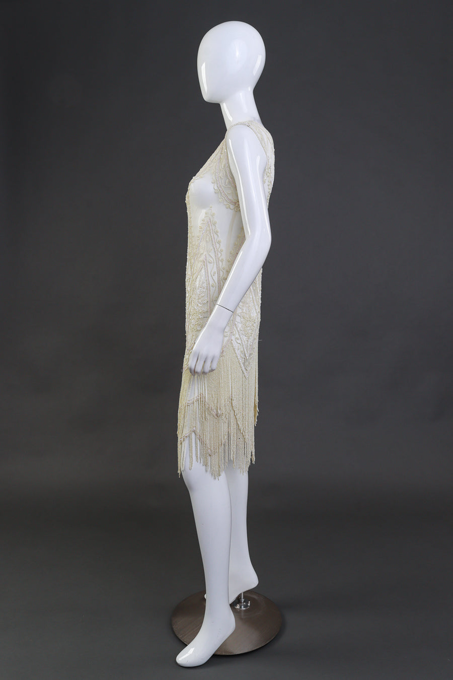 Vintage Pearl White Beaded Fringe Flapper Dress – Recess