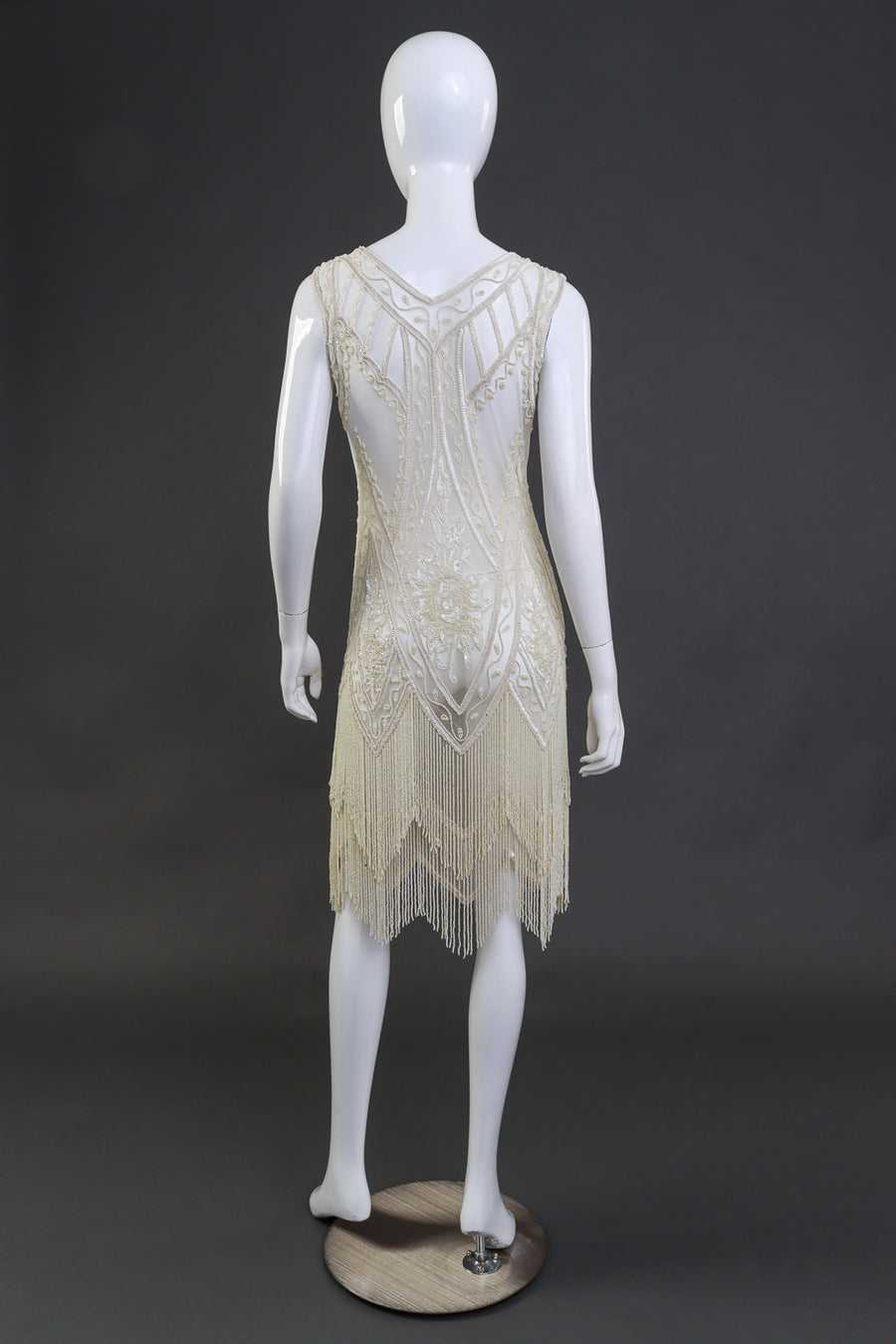Vintage Pearl White Beaded Fringe Flapper Dress Recess Vintage Pearl White Beaded Fringe Flapper Dress Recess