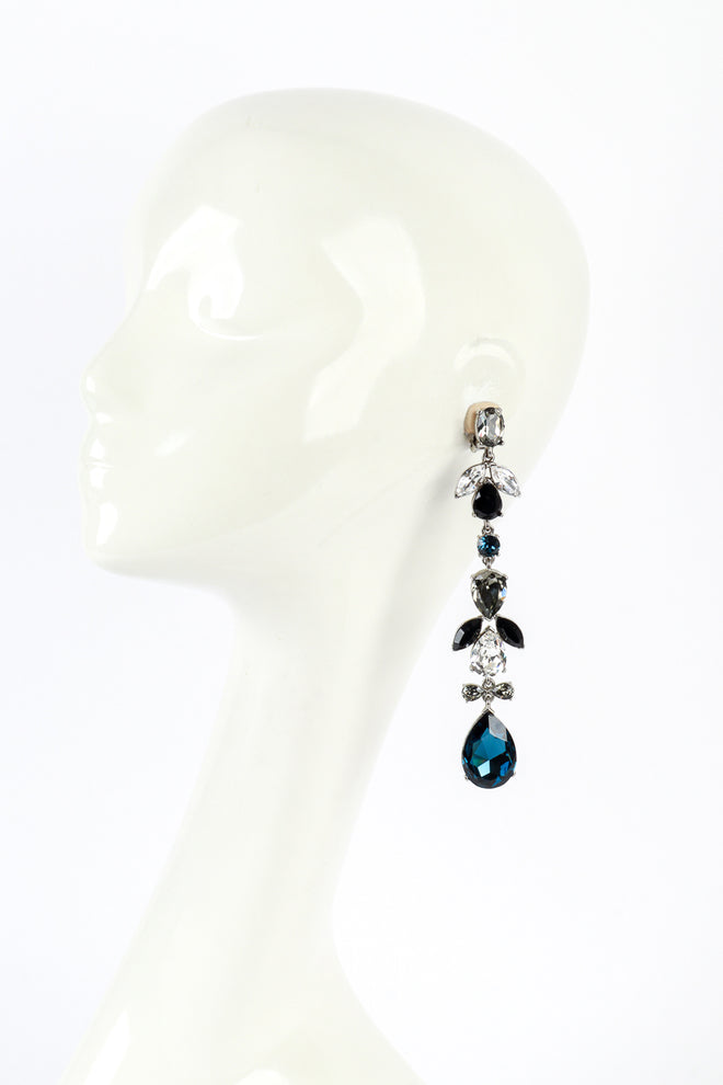 Vintage Oscar de la Renta Teardrop Gem Shoulder Duster Earrings on mannequin @recess la