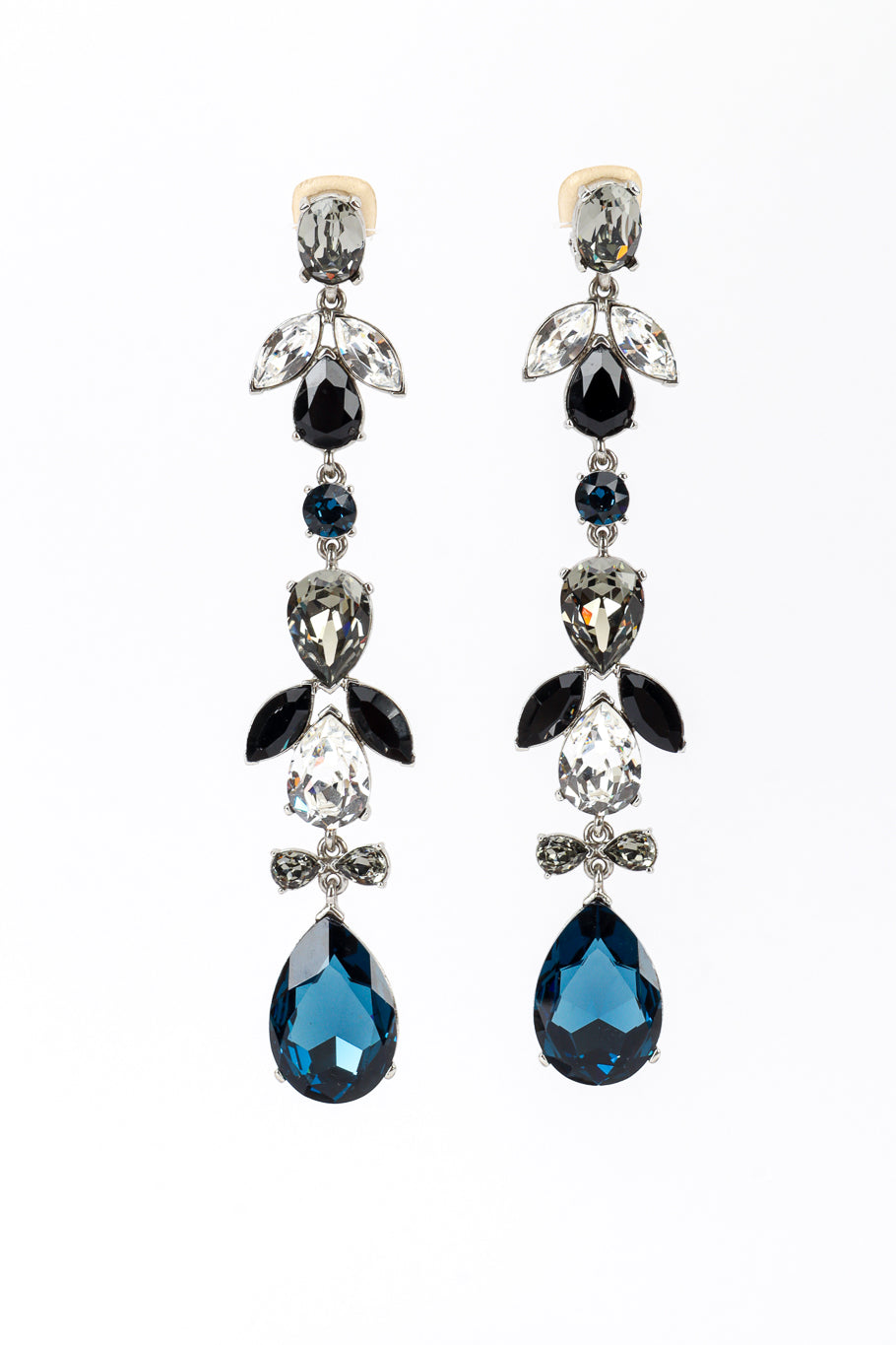 Vintage Oscar de la Renta Teardrop Gem Shoulder Duster Earrings front @recess la