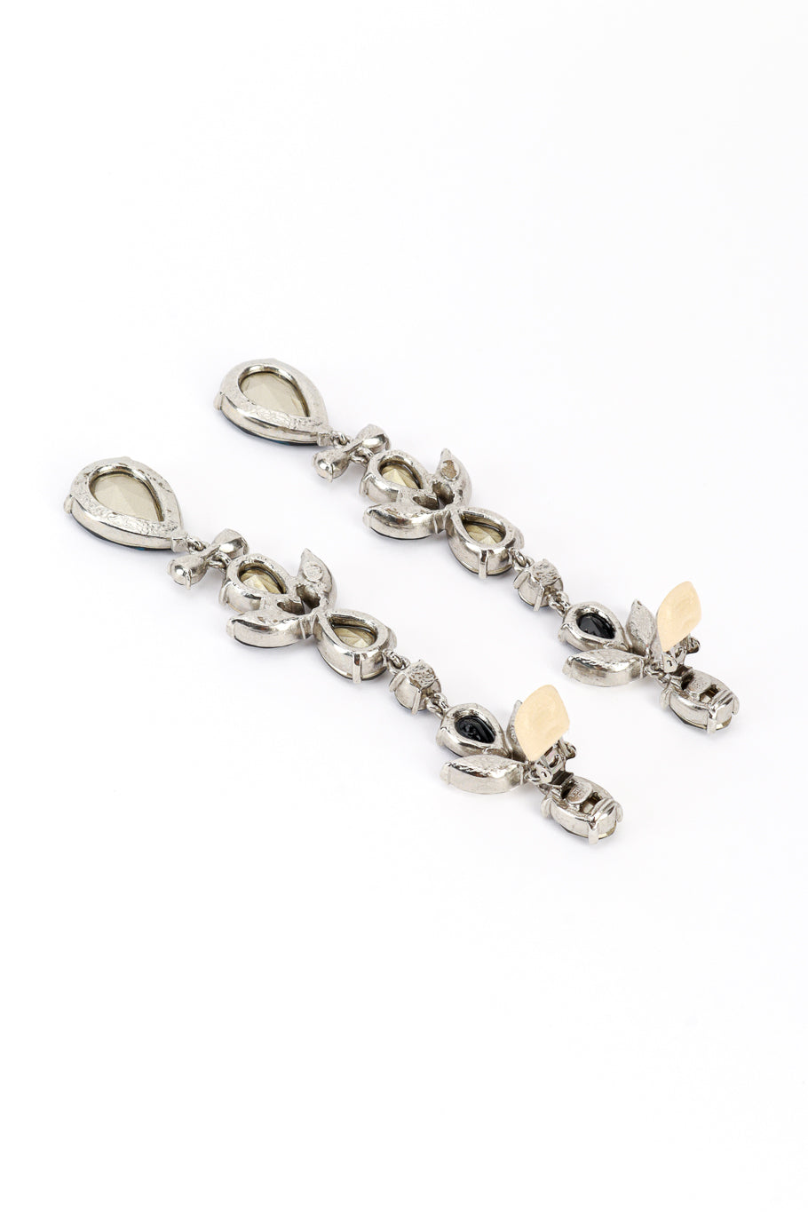 Vintage Oscar de la Renta Teardrop Gem Shoulder Duster Earrings back clips open @recess la