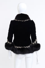 Vintage Jean Louis Scherrer Beaded Fur Trim Velvet Jacket back on mannequin @recess la