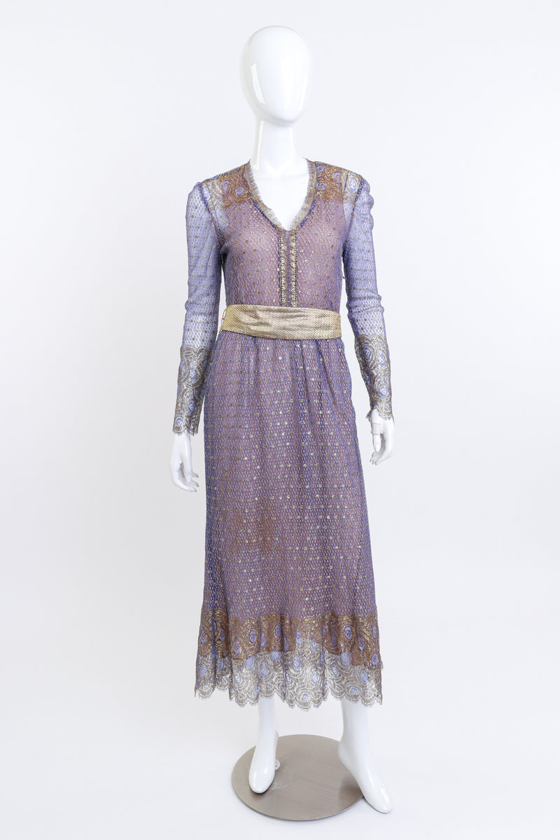 Vintage Janya Lamé Lace Maxi Dress front on mannequin @recess la