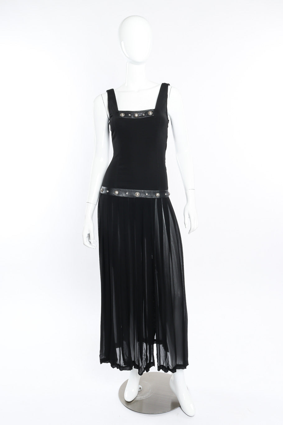 Vintage John Murrough Studded Maxi Dress front view on mannequin @Recessla